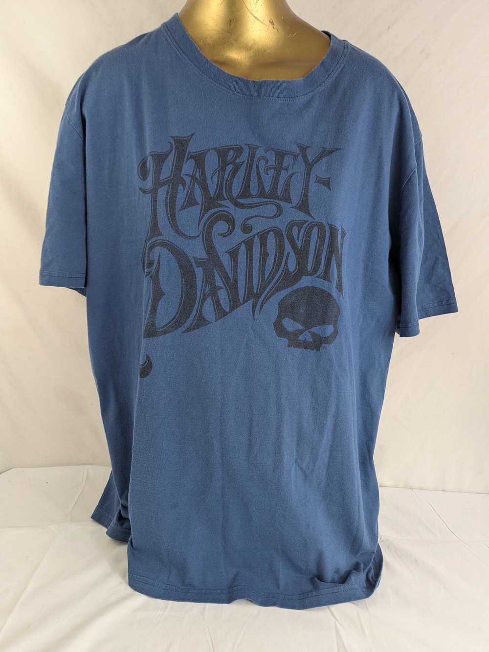 Harley-Davidson Men's Blue Graphic Tee With Skull Graphic 2XL